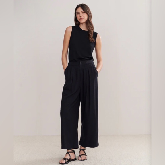 NWT Jenni Kayne Relaxed Trouser 100% Raw Silk- Size 0- Color Black